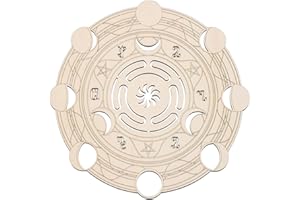FOURTH LEVEL MANUFACTURING Fourth Level MFG 12" Hecate's Wheel, Ancient Greek Wood Wall Art, Moon Goddess Symbol, Wiccan Home Decoration for Yoga and Meditation, Good Spiritual Energy Altar Decor, Chakra Crystal Grid