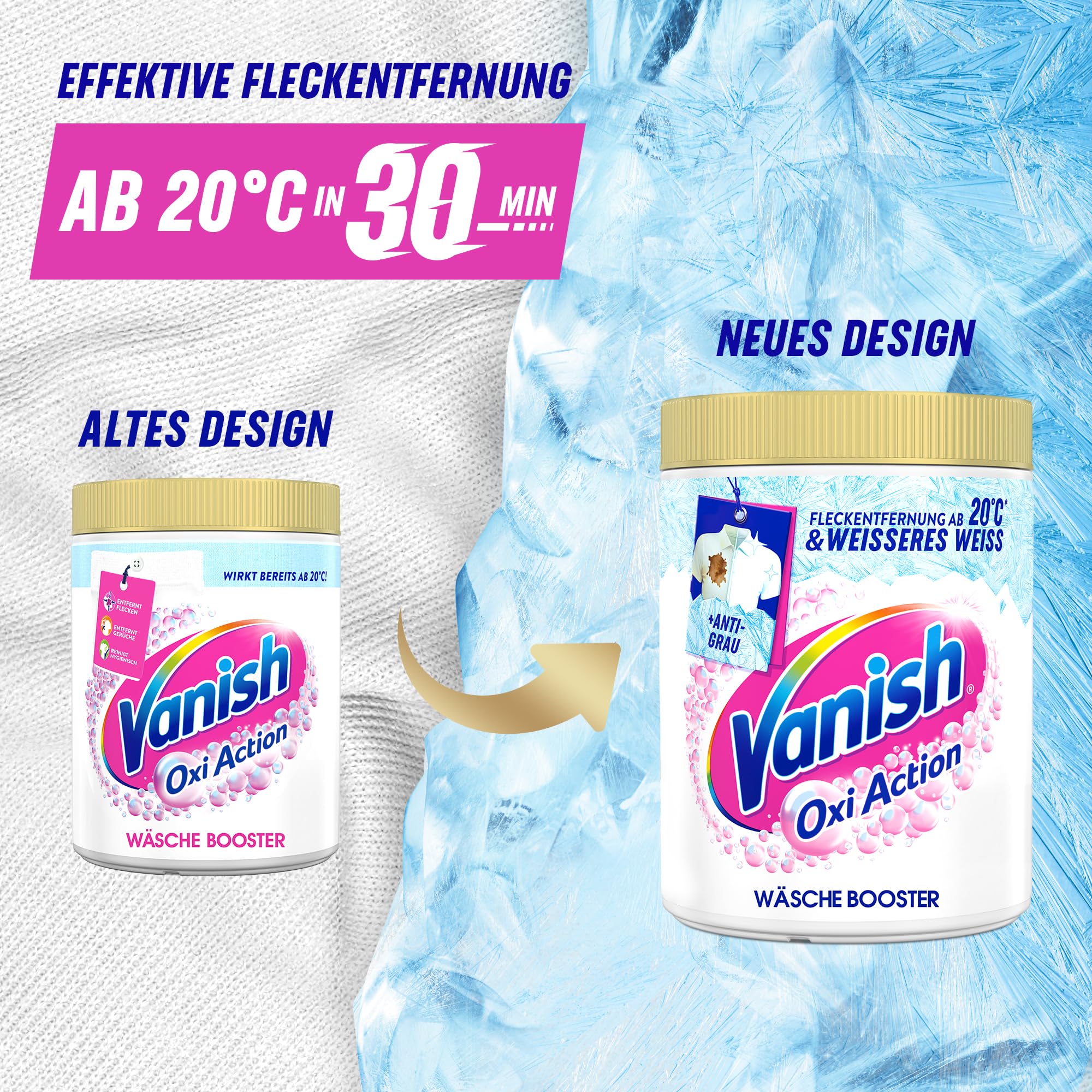 Vanish Oxi Action Powerweiss Pulver – 1 x 1,125 kg – Fleckenentferner und Wäsche-Booster Pulver ohne Chlor – Für weiße Wäsche 7