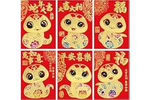 Oyydecor 72 PCS Chinese New Year Red Envelopes, The Snake Year Hong Bao Lucky Money Packets with 6 Patterns Chinese New Year 2025 Red Envelopes 3.15x4.33 Inch for Spring Festival