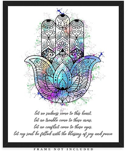 Amazon Com Hamsa Hand Of Fatima Inspirational Wall Art Print