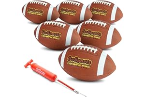 GoSports Combine Football 6 Pack - Regulation Size for High School and College - Official Composite Leather Balls