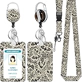 Hancynir Goth Bat Floral Lanyards for Id Badges, Gothic Badge Holder with Retractable Reel Clip, Work Name Tags Keychain Lanyard with ID Holder, Card Protector for Teacher Nurse Doctor Office Gifts