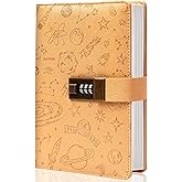 Lock Journal Leather Journal with Lock Girls Diary with Lock Combination Passwords Women Secret Diary with Pen Holder Refillable Locking Journal Notebook for Teens Adult 5.5 X 7.8 in, Sky Blue