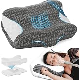 Elviros CPAP Pillow HSA/FSA for Side Back and Stomach Sleepers | Adjustable Firmness &amp; 4 Heights, Ergonomic Memory Foam Cervical Neck Pillow for Sleep Apnea, Reduce Air Leaks &amp; Mask Pressure