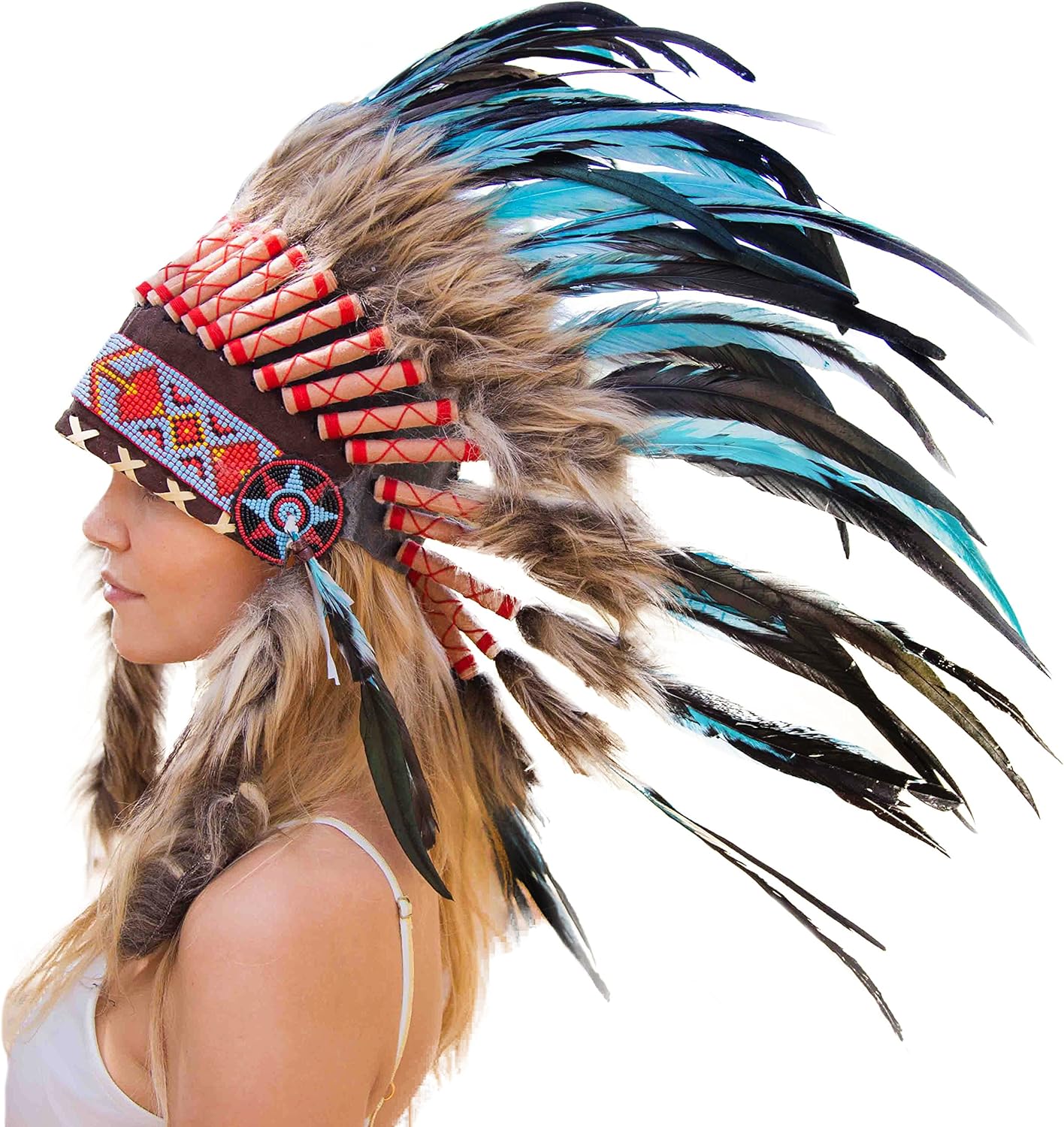 Penacho de Indio Penacho de Americano Nativo Plumas Turquesa Novum Crafts Penacho de Indio Penacho de Americano Nativo Plumas Turquesa Novum Crafts