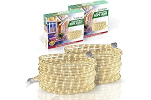 Tupkee LED Rope Light Warm-White - 24 Feet (7.3 m), for Indoor and Outdoor use - 10MM Diameter - 144 LED Long Life Bulbs Decorative Rope Tube Lights - Pack of 2