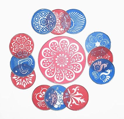 Oramsa Combo of 13pcs 8 One Rangoli Stencils 4 Twelve Rangoli Stencil