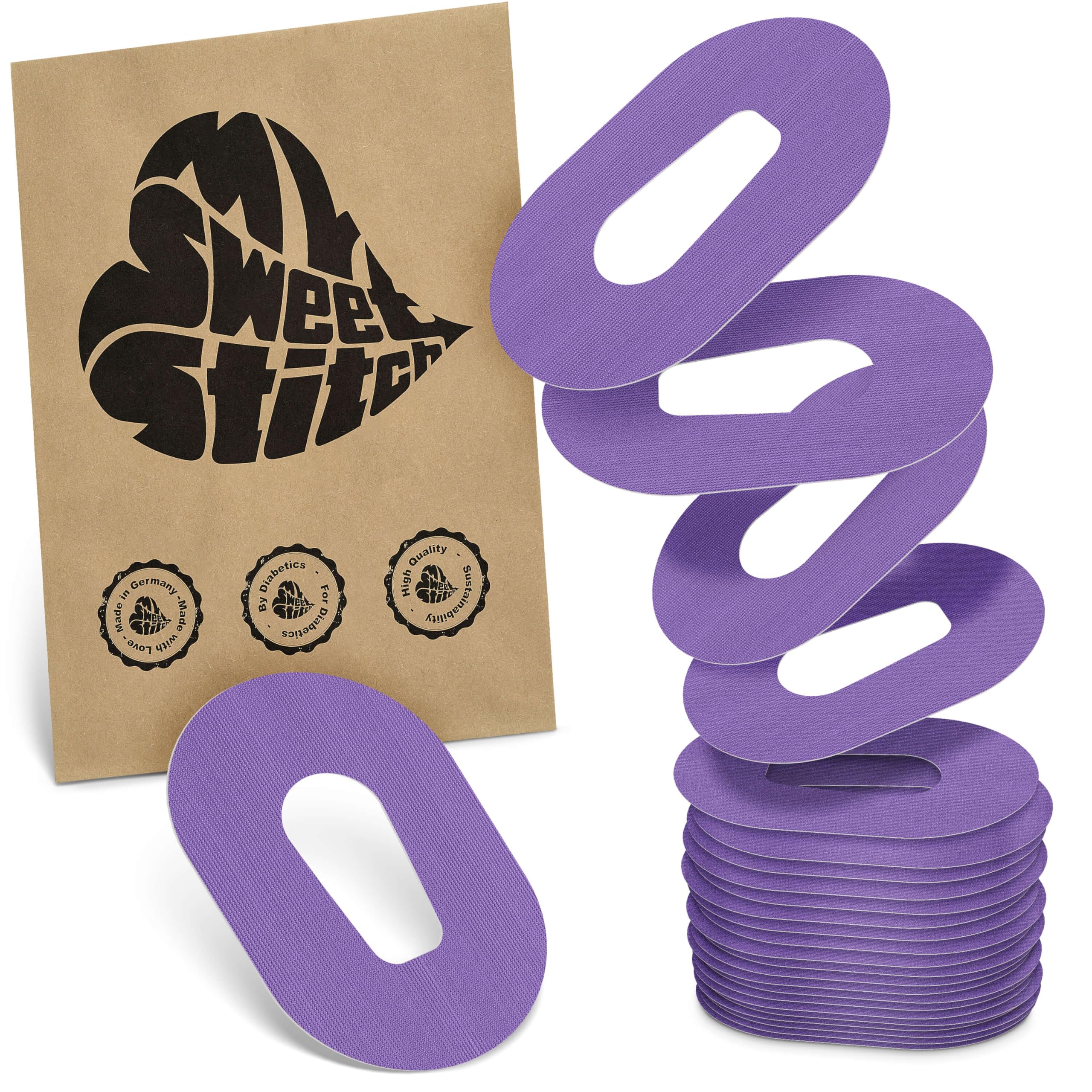 MySweetStitch - 25 x Dexcom G6 Patches, Overpatch Ø 70 x 55mm, Waterproof, Breathable, Skin-Friendly, Made in Germany, Purple