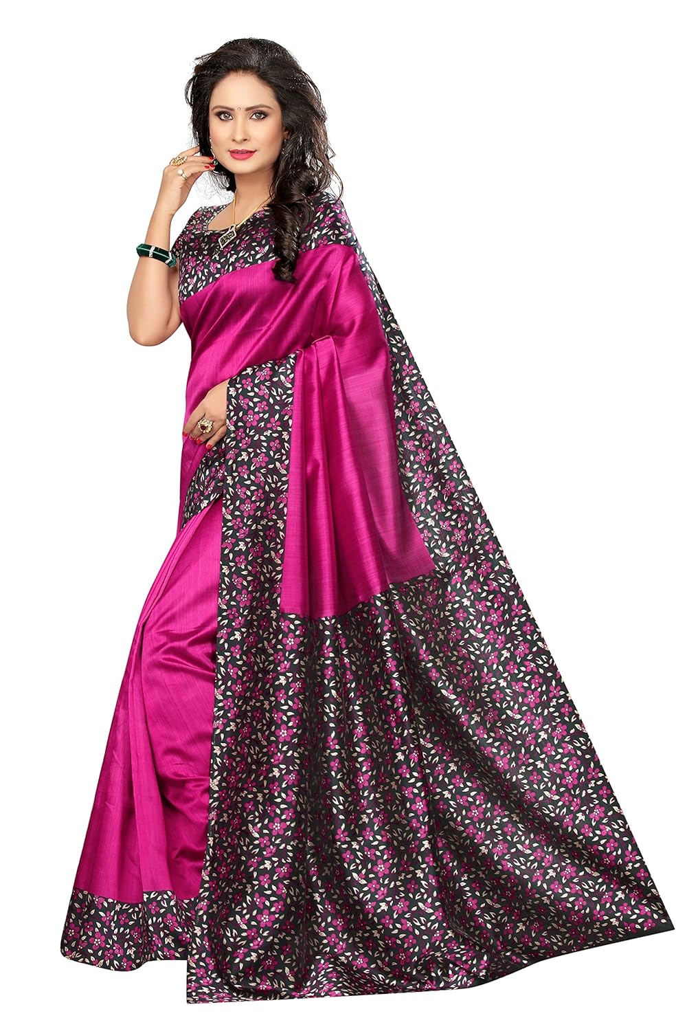 rangreza women's mysore kalamkari silk floral printed saree.