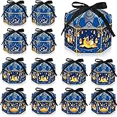 Jremreo 12 Pack Ramadan Eid Mubarak Treat Boxes - Gold Lantern and Moon Design, Hexagonal Paper Boxes with Ribbons, Muslim Holiday Party Candy Containers for Eid Al-fitr