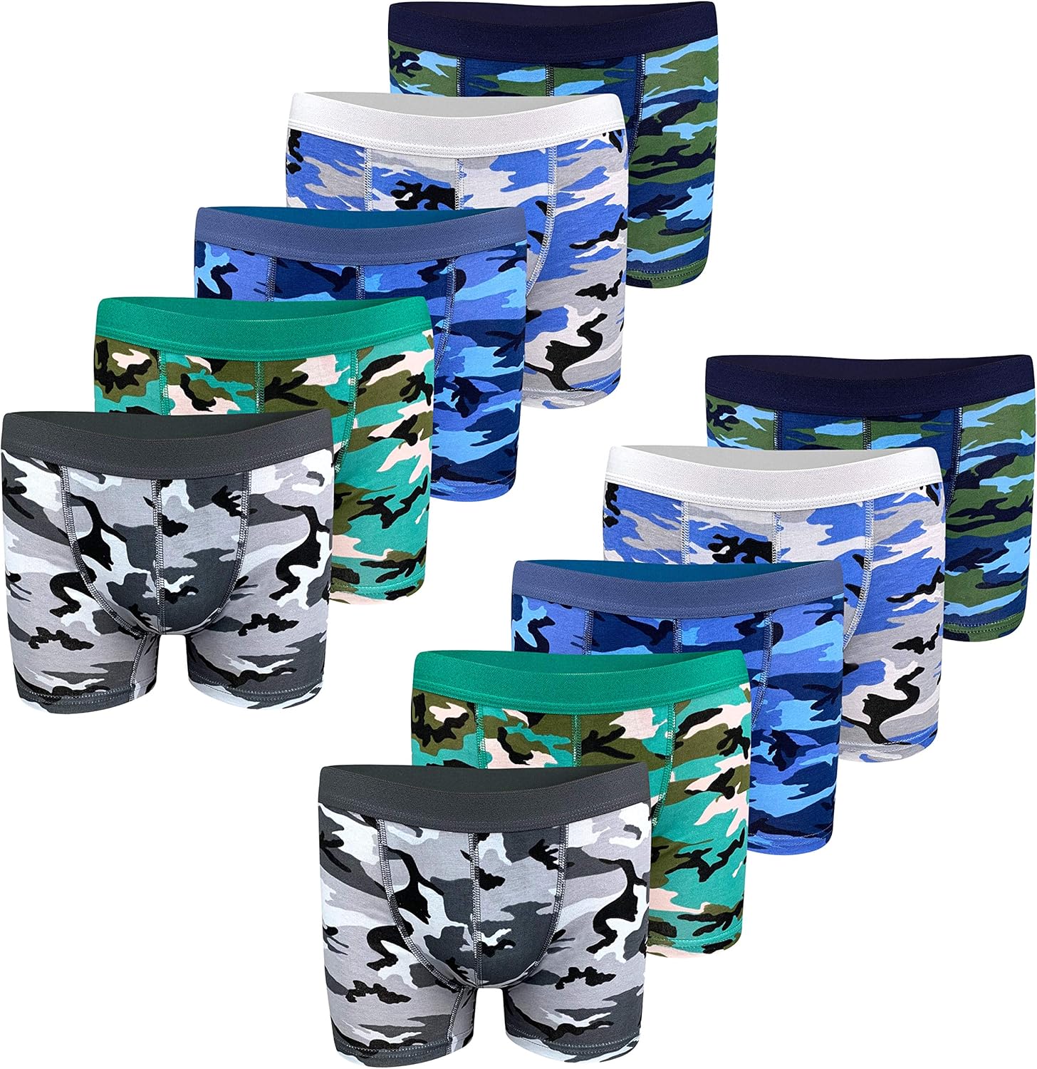 Pack of 10 Army Camouflage Underwear PiriModa Boys Boxer Shorts Cotton