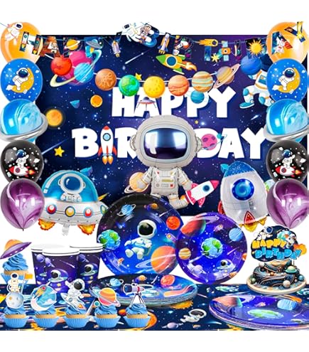 Space Theme First Birthday Party Supplies - 175 Pcs Solar System Decorations