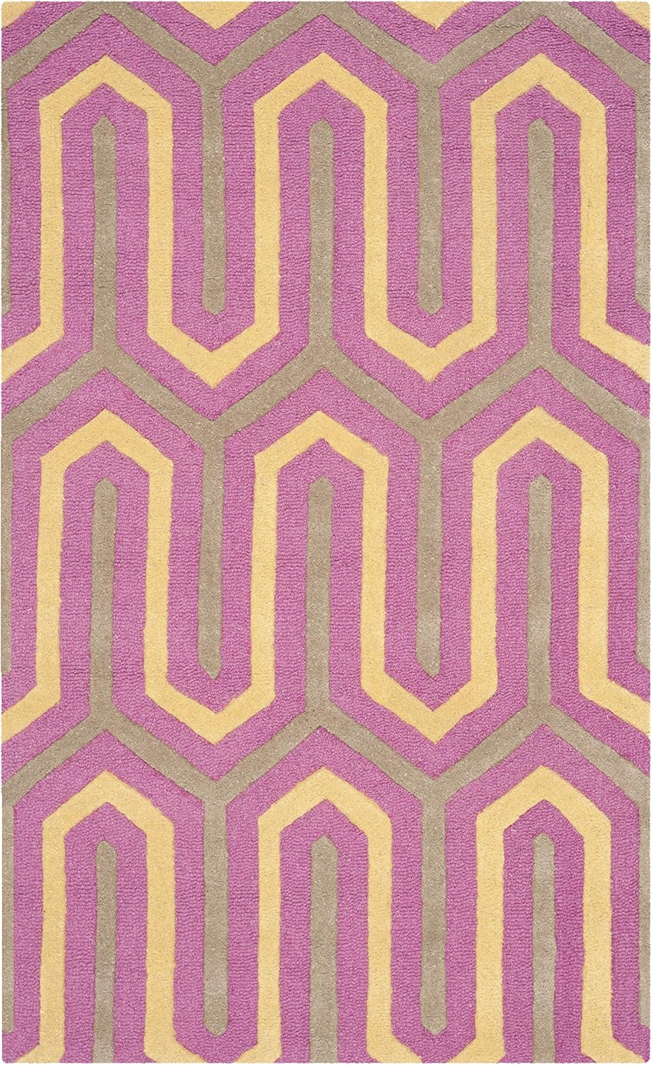 Safavieh Modern Indoor Hand Tufted Rectangle Area Rug, Cambridge Collection, CAM351, in Fuchsia / Grey - Image 3