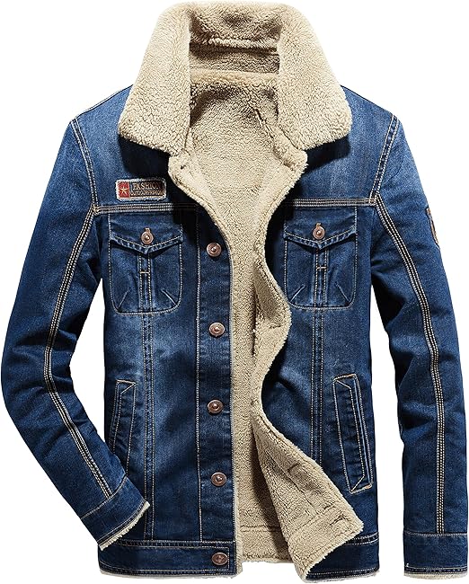 Amazon Ailokoso ボア付き ランチコート ジージャン Gジャン ジャンパー デニムジャケット アウター 外套 ボアジャケット ショート コート ブルゾン メルトン 暖かい 厚手 防風 防寒 撥水 カジュアル 冬服 冬物 秋 おしゃれ メンズ ファッション M インディゴ