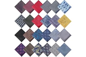 SATINIOR 24 Pieces Mens Pocket Squares Mens Handkerchief Soft Colored Men Assorted Hankies for Wedding Party (Trendy Style)