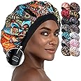 Satin Bonnet Adjustable Sleeping Silk Bonnet Black Women Men Double Layer Satin Silk Sleep Cap Hair Wrap Large Curly Hair