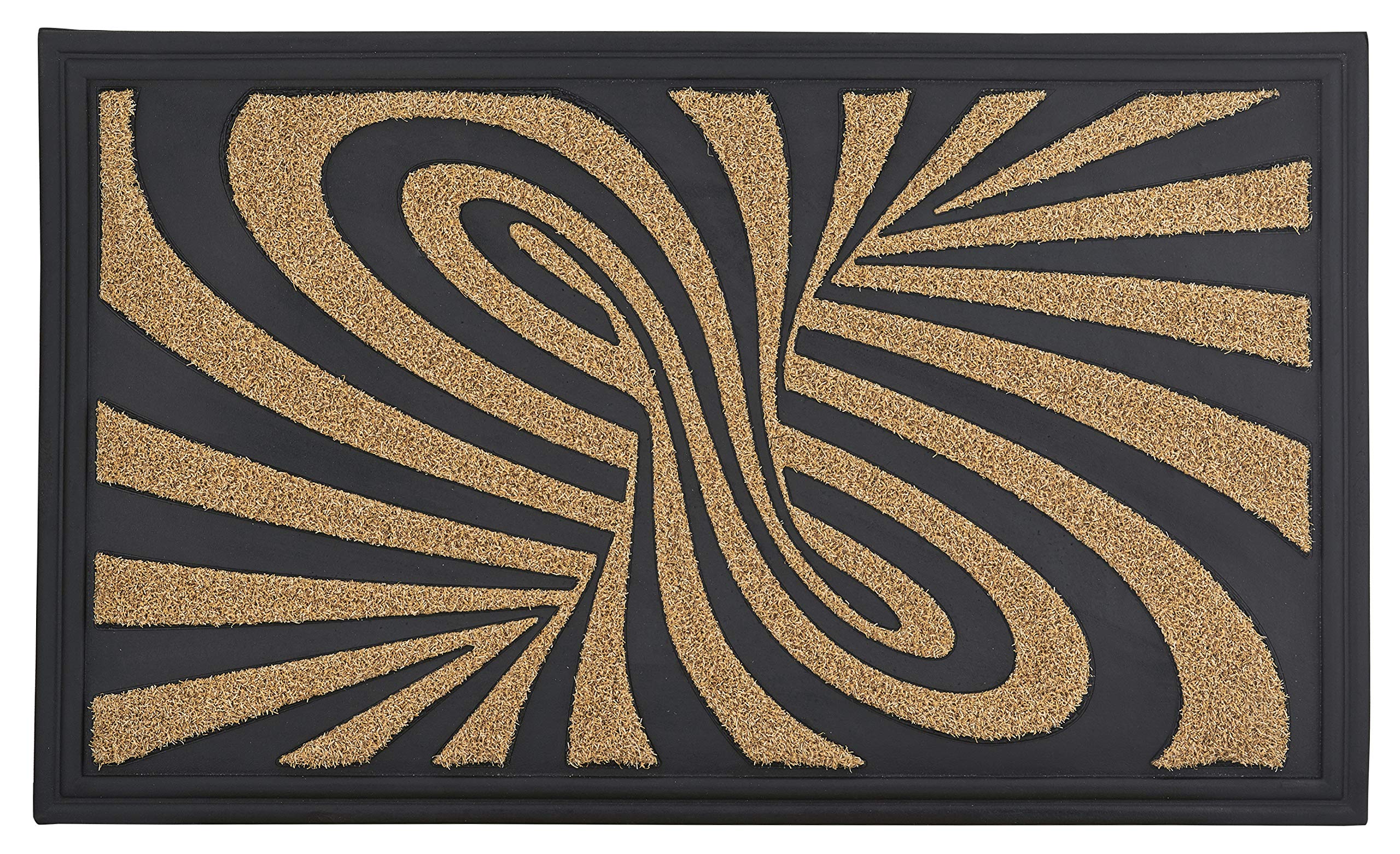 Superio Non-Slip Welcome Doormat for Entry, 18" x 30" Indoor/Outdoor Mats for Entrance, Waterproof, Easy Clean, Low-Profile Matt for Garage, Patio, High Traffic Areas, Natural Abstract Design