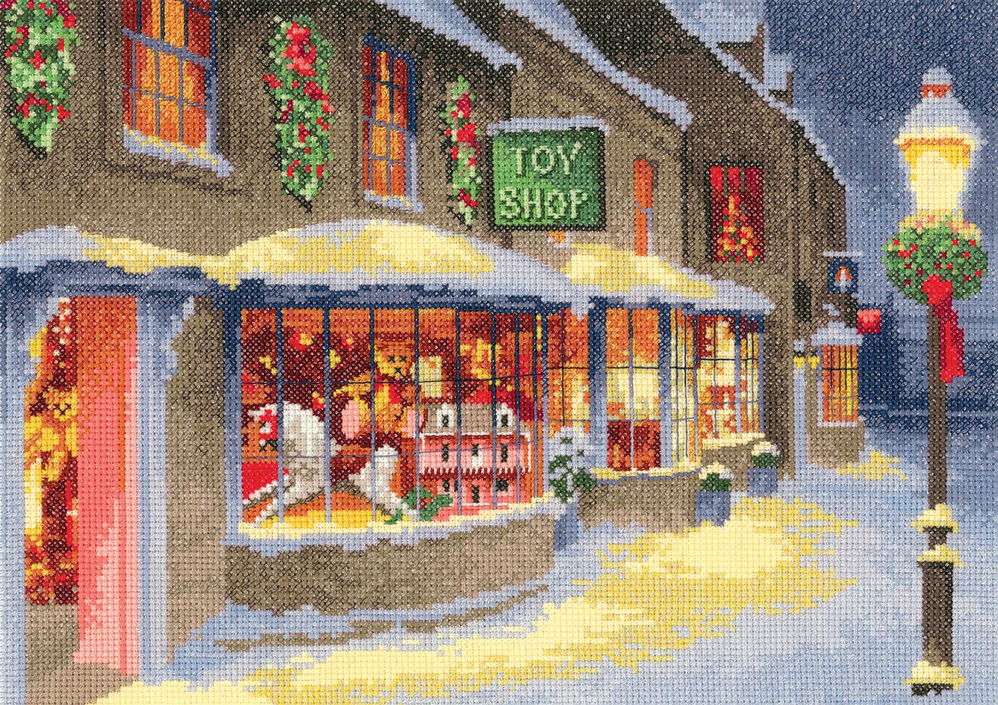 Heritage Crafts Christmas Toy Shop Counted Cross Stitch Kit - Evenweave