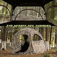 Lenotos Pop-Up Hunting Ground Blind with 270° See Through, Lightweight 1-2 Person Hunting Blind with Carrying Bag, 4-Panel Sp