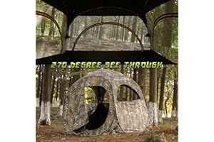 Lenotos Pop-Up Hunting Ground Blind, Lightweight 1-2 Person Hunting Blind with Carrying Bag, 4-Panel Spring Steel, for Deer, Turkey Duck Hunting, Bow Hunting
