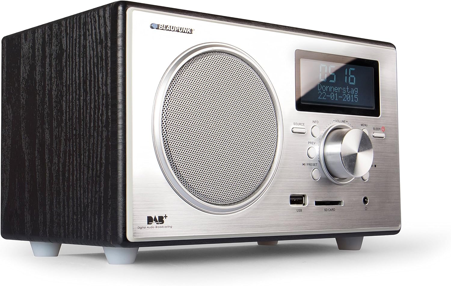 Design Radio im Holzgehäuse modernes Kofferradio mit 5 Watt RMS MP3