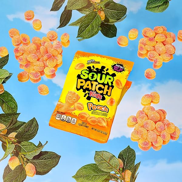 SOUR PATCH KIDS PEACH SOFT & CHEWY CANDY, 8.07 OZ
