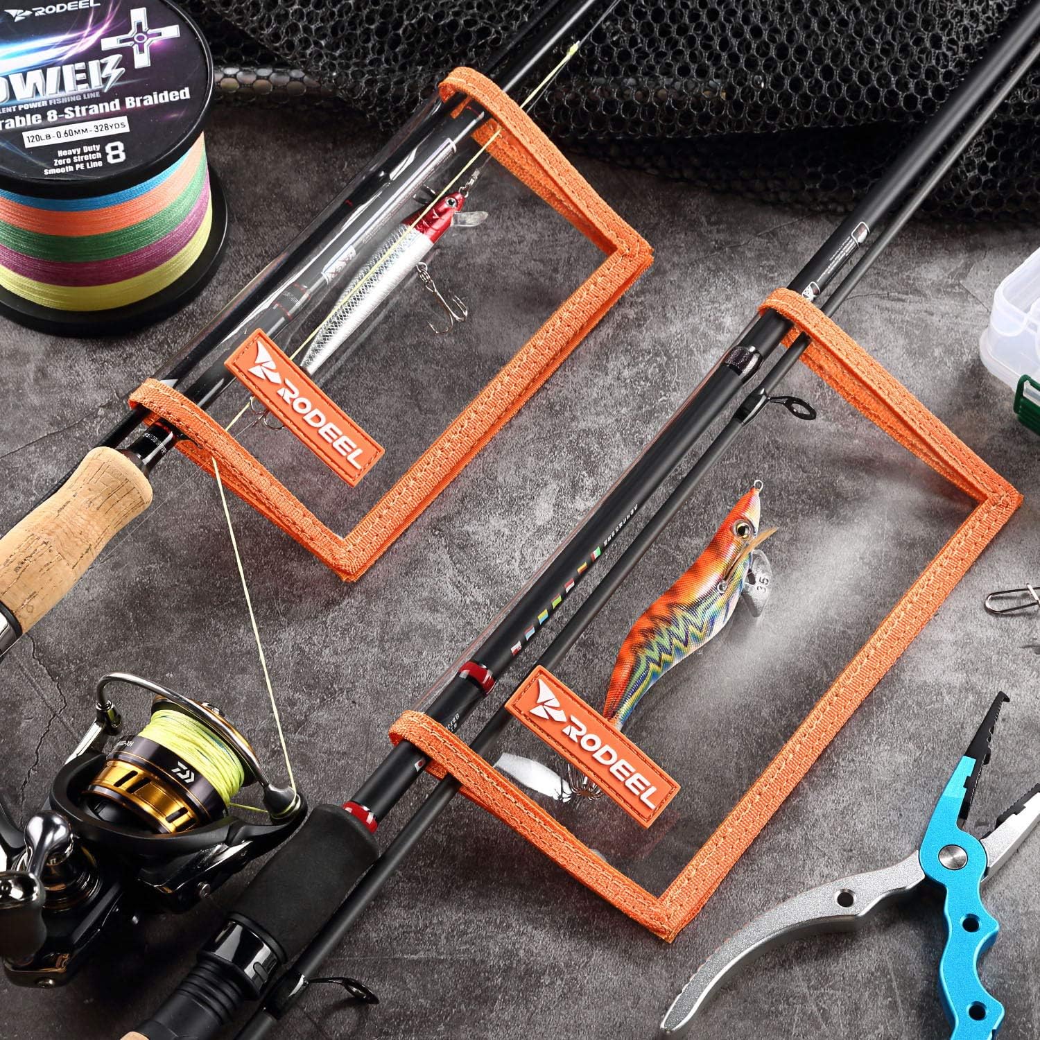 Rodeel Fishing Lure Wraps 4 Packs Clear PVC Lure Covers, with Hook Bonnets, Keeps Children, Pets and Fishermen Safe from Sharp Hook, Large Size: 8.5" x 4.4"，Medium Size: 7" x 3.8" : Sports & Outdoors