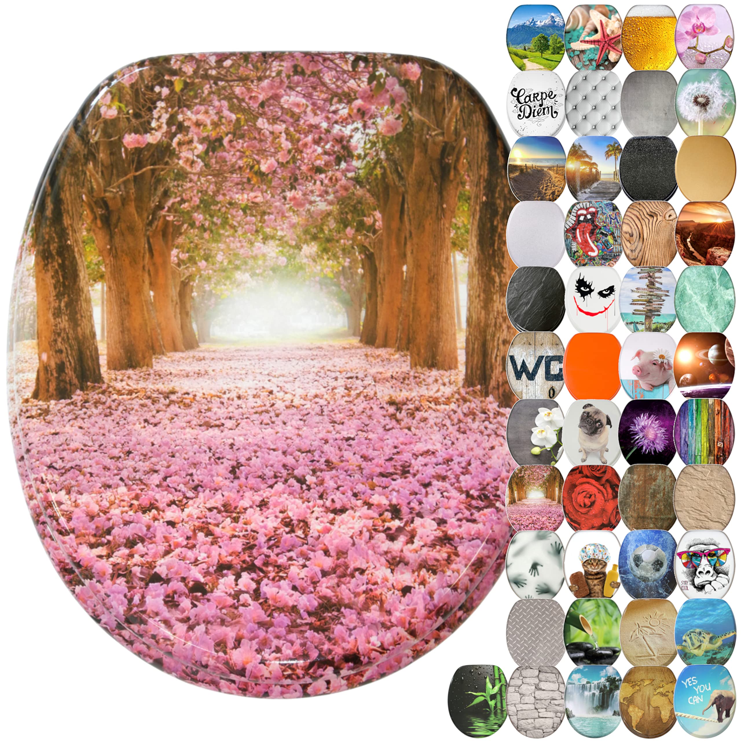 Sanilo Soft Close Toilet Seat, Wide Choice of New Toilet Seats, Stable Hinges, Easy to Mount (Romance) — image 1