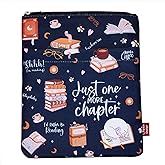 Just One More Chapter - Waterproof Book Sleeve with Zipper & Front Pocket | 11x8.5 Inch Canvas Book Cover Protector | Perfect Book Lovers Gift for Travel
