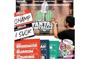 TrophySmack 2025 Fantasy Football Draft Board Kit - 12, 10, 8 Team - 500+ Player Labels - 24 Rounds - Exclusive Fantasy Footballers Design