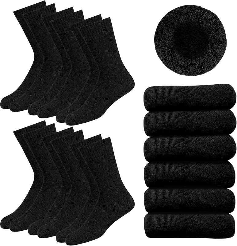 Chaussettes Chaudes pour Hommes et Femmes - Chaussettes d’Hiver Thermiques, Lot de 6 Paires, 43-46