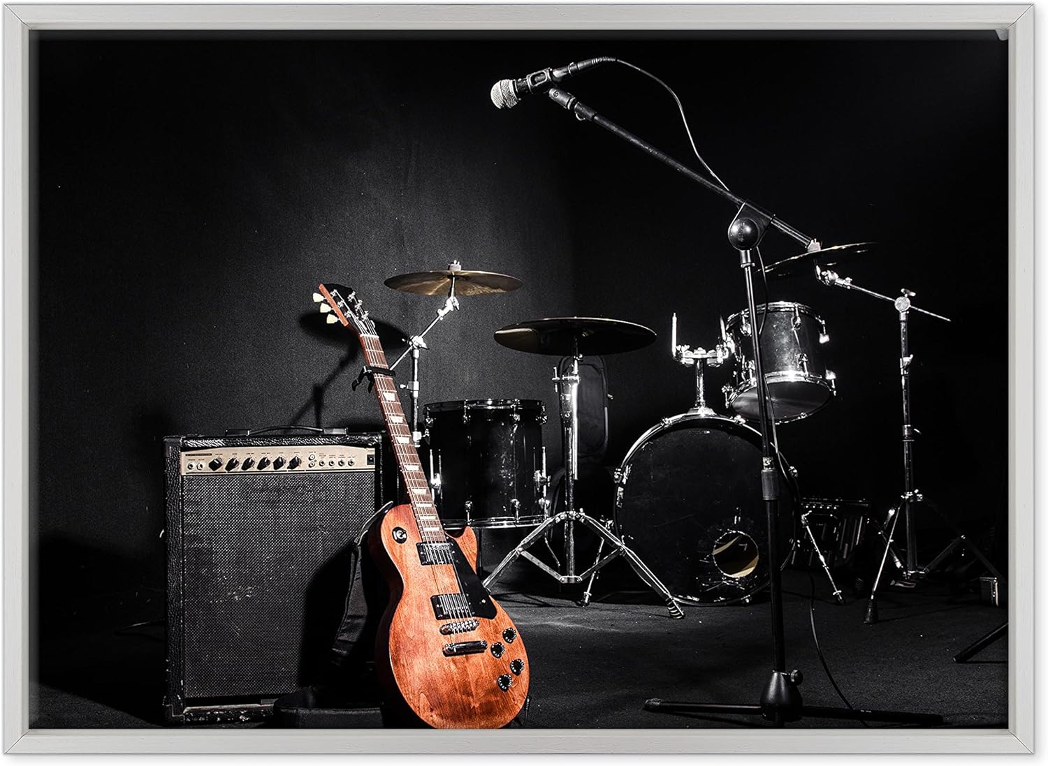 QUADRO SU TELA CANVAS INTELAIATO CON CORNICE Strumenti Musicali