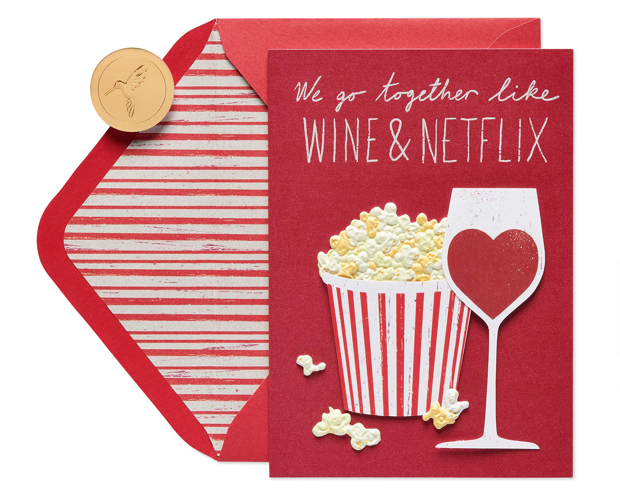 Papyrus Romantic Valentine’s Day Card (Wine and Netflix)