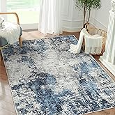 Dintszyayue Abstract Washable Area Rug 4x6 Non-Slip Soft Blue Neutral Area Rugs for Bedroom Living Room Dining Room Floor Carpet (Blue, 4'x6')