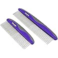 Hertzko Pet Combs - Small & Large Comb Included for Both Small & Large Areas - Removes Tangles, Knots, Loose Fur and Dirt - For Everyday Use for Dogs and Cats with Short or Long Hair (Pack of 2)
