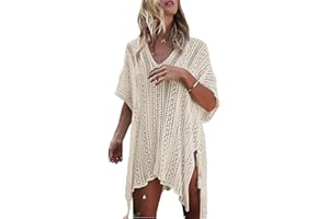Wander Agio Beach Swimsuit for Women Sleeve Coverups Bikini Cover Up Net