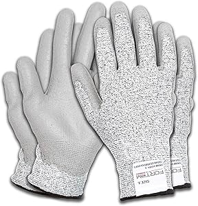 Fortem Cut Resistant Work Gloves, 4 Gloves, Level 5 Protection, Food Grade, EN388 Certified, Protective, Durable Grip PU Coated Palm (Extra Large)