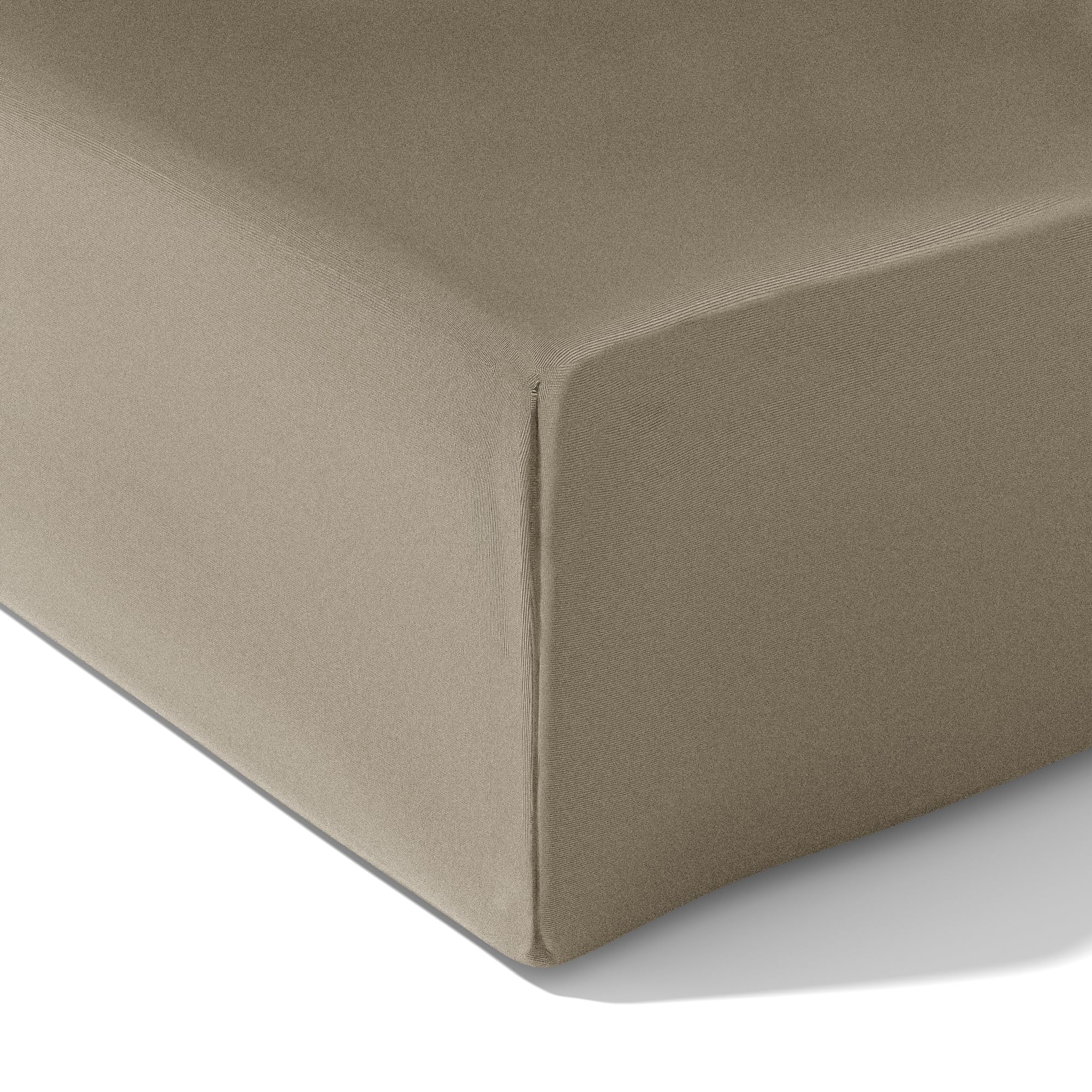 wyewye Double Fitted Sheet, Khaki, 135x190 cm with 40 cm Super Deep Pocket, Microfiber Fabric Bed Fitted Sheets, Breathable, Wrinkle-resistant, Non-shrinking, Non-fading