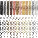 Kenning 12 Rolls 120 Feet 2 mm Jewelry Making Chains Link Roll Bulk 12 Colors Necklace Chains with 120 Lobster Clasps and 50 Jump Rings for DIY Earring Bracelet Jewelry Making Supplies