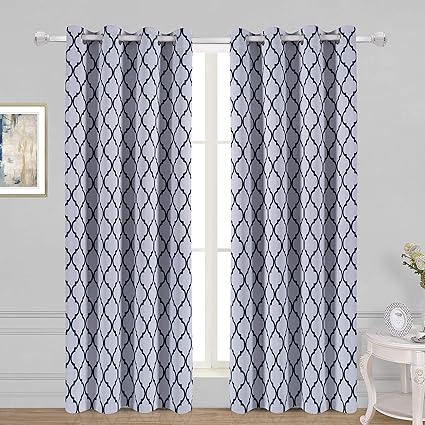 Curtains Blinds Navy Blue White Blackout Insulated Thermal