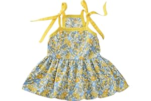 MSNFOASM Dog Dresses Pet Shoulder Strap Thin Vest Skirt,Small Dog Floral Dress Cat Sun Protection Princess Skirt(Yellow,M)