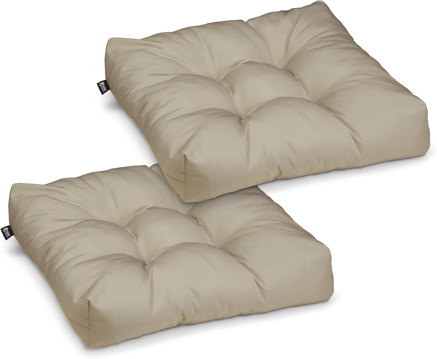 Classic Accessories Water-Resistant 19 x 19 x 5 Inch Square Patio Seat Cushion, Khaki, 2-Pack : Garden & Outdoor