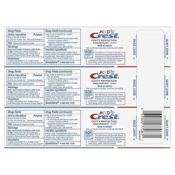 CREST KID’S CAVITY PROTECTION TOOTHPASTE, CREST KIDS TOOTHPASTE, FOR CHILDREN AND TODDLERS 2+, SPARKLE FUN, 4.6 OZ (PACK OF 3), TOOTHPASTE FOR KIDS, PACKAGING MAY VARY