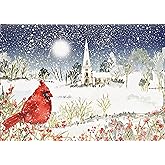 Cardinal in Moonlight Deluxe Boxed Holiday Cards (20 cards, 21 self-sealing envelopes)