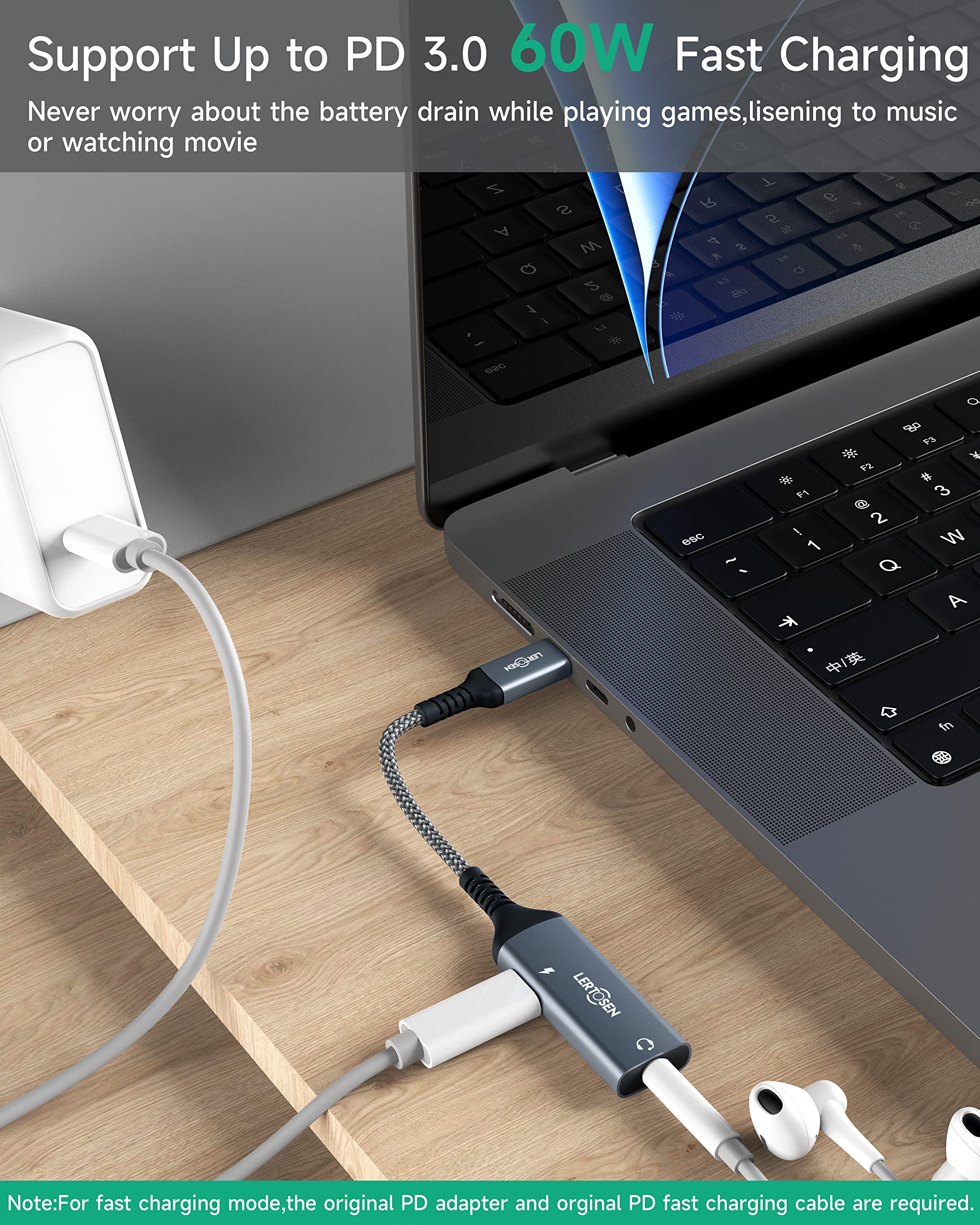 USB C to 3.5mm Headphone and Charger Adapter, 2 in 1 USB C to Aux Audio Jack with PD Fast Charging Dongle Cable Cord for Phone 16 15 Pro Max Samsung Galaxy S25 S24 S23 Pixel Ultra,iPad Pro