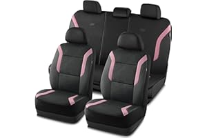 Skechers Memory Foam™ Car Seat Covers, Air Cool Mesh Thick Seat Covers, Seat Cover Full Sets, Airbag Compatible, Automotive Comfort & Protection for Most Cars,Vans,Trucks, SUVs(Pink,Full Set)