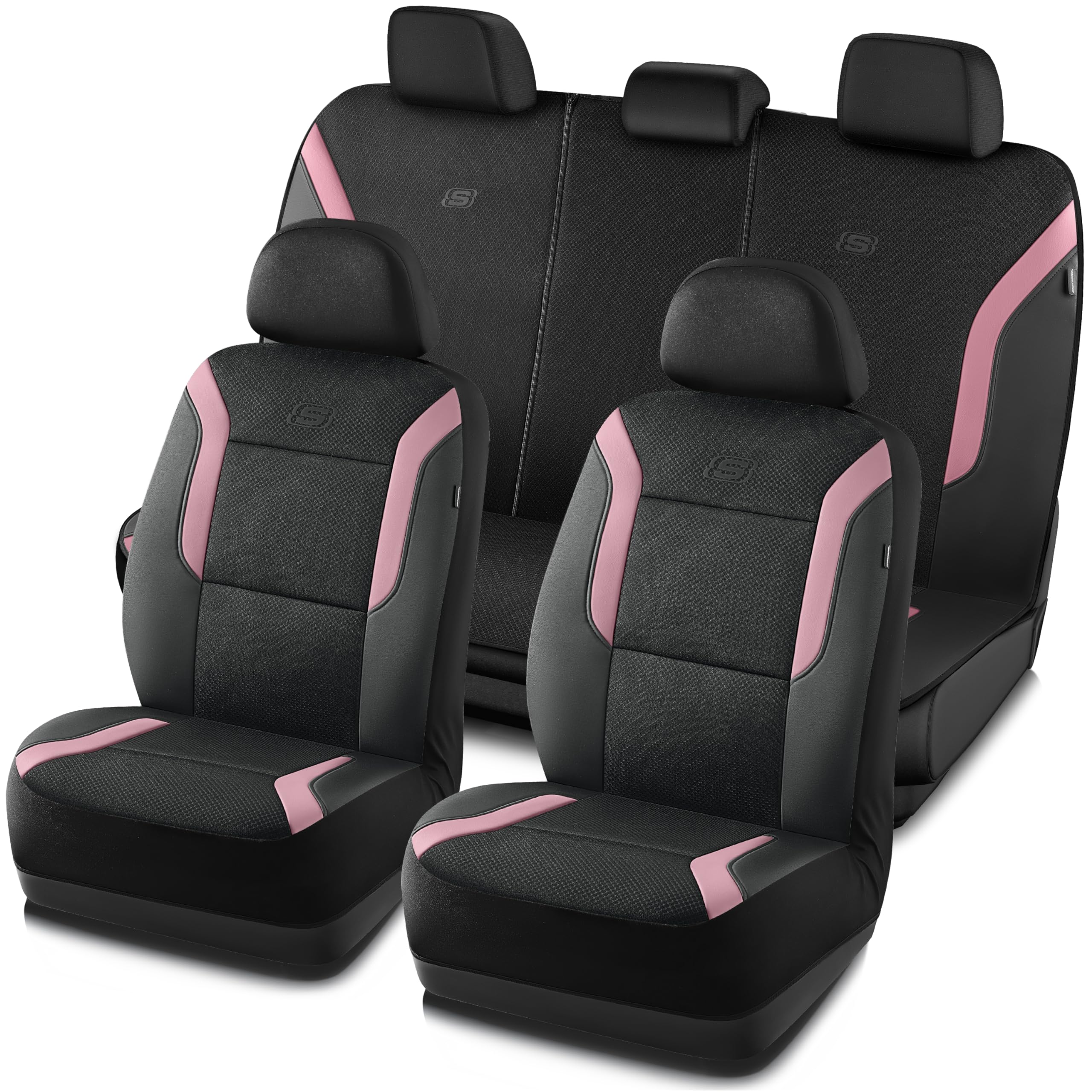 Photo 1 of Skechers Memory Foam Car Seat Covers, Air Cool Mesh Thick Seat Covers, Car Seat Full Sets, Airbag Compatible, Automotive Comfort Protection for Most Cars,Vans,Trucks, SUVs,Pink