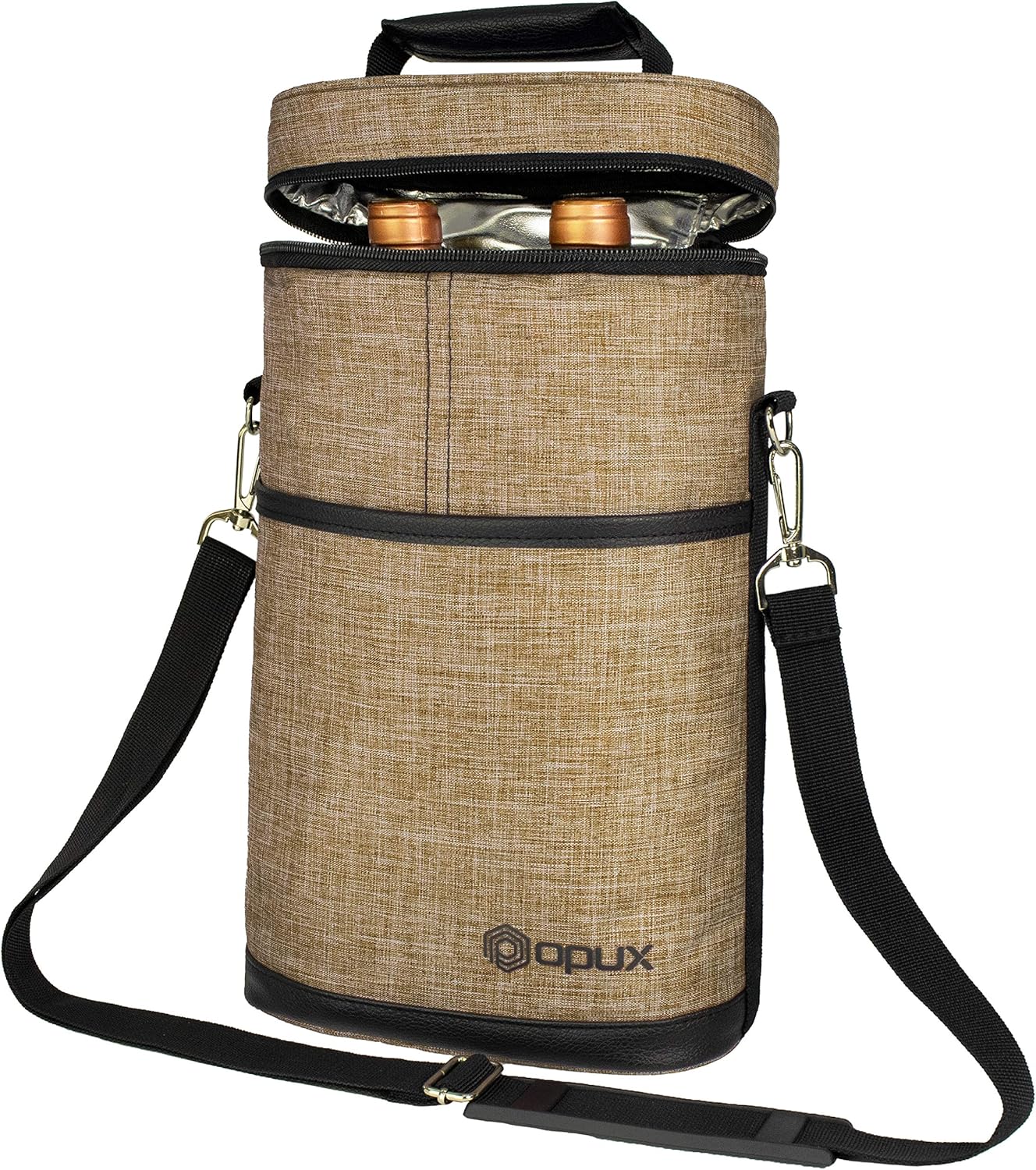 OPUX 2 Bottle Wine Tote Carrier Insulated Wine Cooler Bag for Travel
