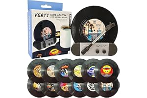 SOMISGARDEN Funny Retro Vinyl Record Coasters, Creative Drink Coasters Set of 12 for Music Lovers, Housewarming Hostess Gifts, Birthday and White Elephant Gifts Ideas (V03)