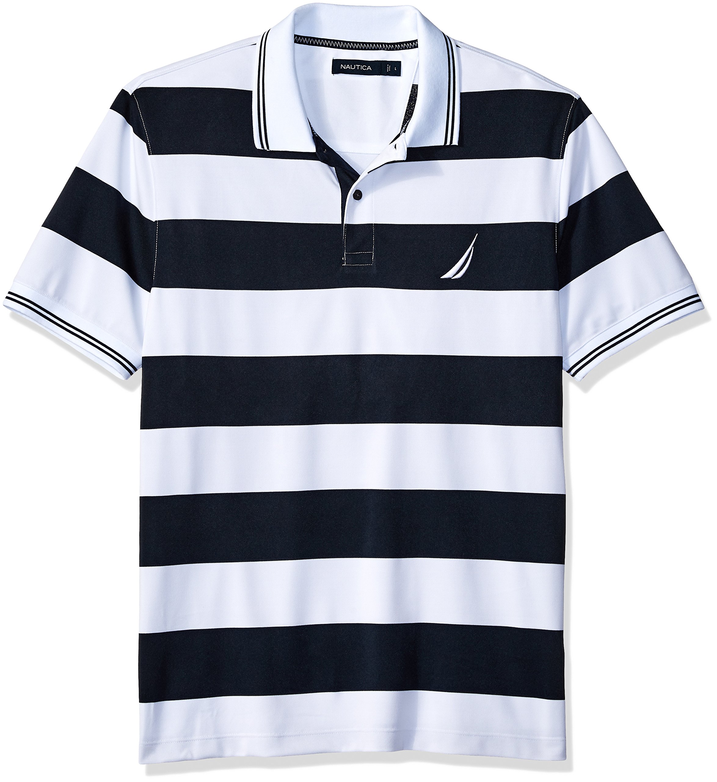 Nautica Men's Performance Wicking and Stain Resistant Stripe Polo Shirt